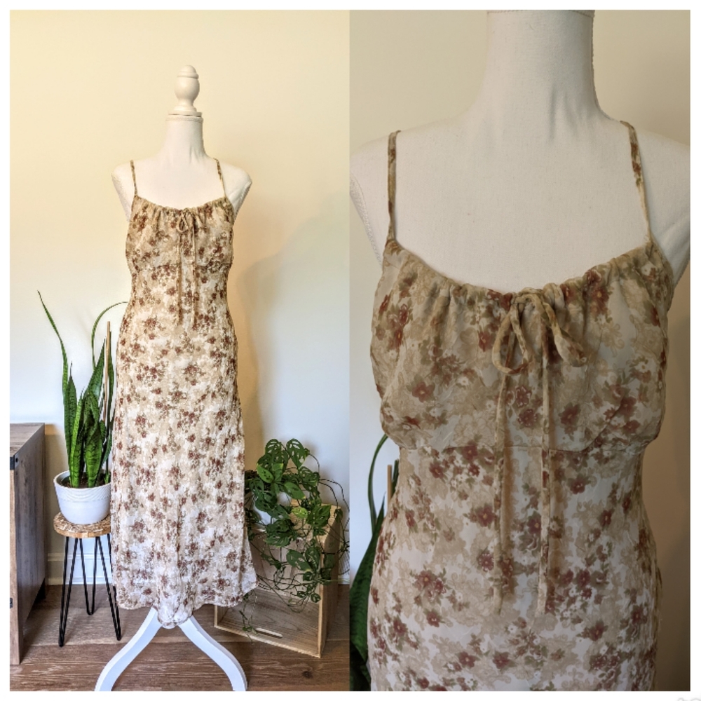 Vintage 90's cottagecore floral bias cut dress